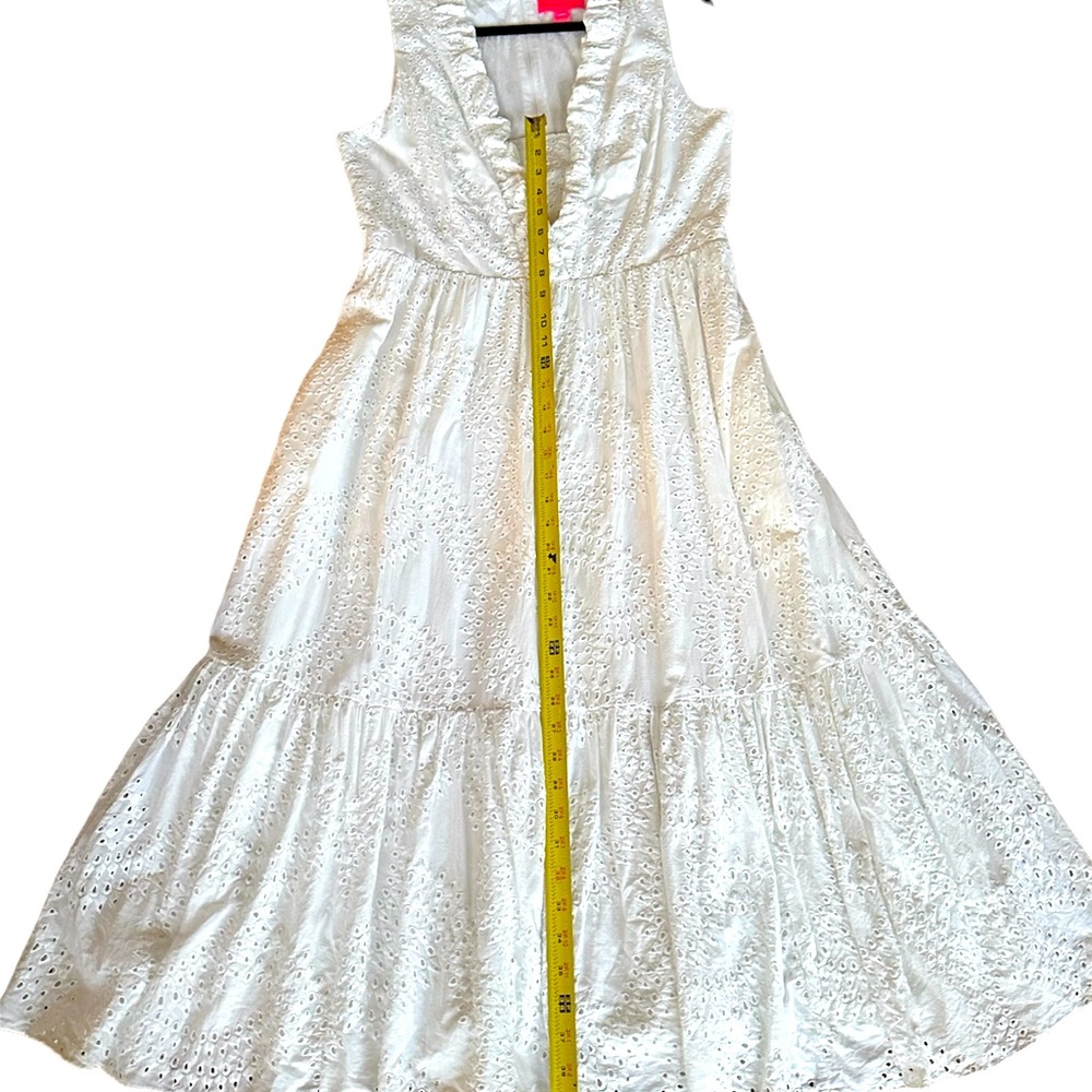 White eyelet Lily Pulitzer dress with ruffles and pockets. Size 12 - Picture 5 of 7